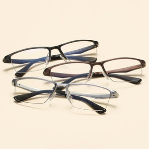 Width-143  aluminum magnesium anti-blue elastic mirror office computer mirror men's half frame myopia eyeglasses frame male