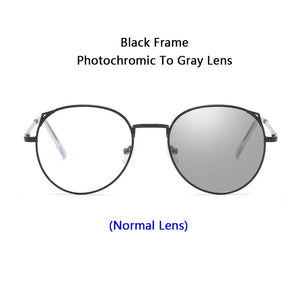 Women Cat Ears Anti Blue Light Photochromic Myopia Glasses Girls Students Finished Sun Automatic Discoloration Myopia Sunglasses