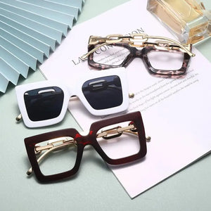 Women Anti Blue Light Oversized Frame Ladies Glasses Square Plain Glasses Optical Spectacle Brand Qulity Computer