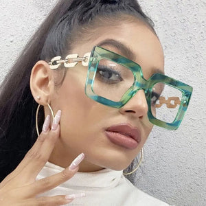 Women Anti Blue Light Oversized Frame Ladies Glasses Square Plain Glasses Optical Spectacle Brand Qulity Computer