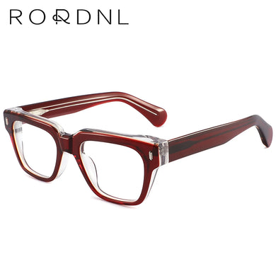 Women Men Eyeglasses Frames Square  Optical Prescription Glasses Myopia Retro Acetate Thick Leg Spectacles