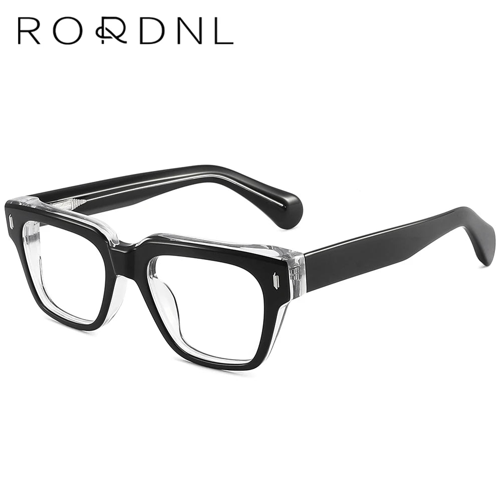 Women Men Eyeglasses Frames Square  Optical Prescription Glasses Myopia Retro Acetate Thick Leg Spectacles