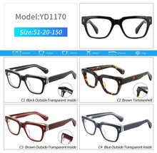 Load image into Gallery viewer, Women Men Eyeglasses Frames Square  Optical Prescription Glasses Myopia Retro Acetate Thick Leg Spectacles