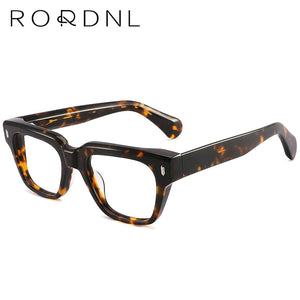 Women Men Eyeglasses Frames Square  Optical Prescription Glasses Myopia Retro Acetate Thick Leg Spectacles