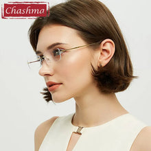 Load image into Gallery viewer, Women Pure Titanium Prescription Lenses Men Rimless Optical Light Weight Frames Anti Blue Ray Glasses Frame