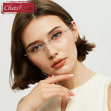 Load image into Gallery viewer, Women Pure Titanium Prescription Lenses Men Rimless Optical Light Weight Frames Anti Blue Ray Glasses Frame