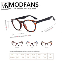 Load image into Gallery viewer, Women Reading Glasses Men Round Retro Frame Hyperopia Presbyopia Readers Eyeglasses Withe Diopter