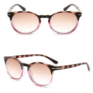 Women Tinted Reading Glasses Men Gradient Grey Lens Anti UV400 Glass Spectacles Retro Round Glasses Frame +1.0+1.5+2.0+2.5+3.0