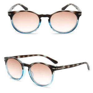 Women Tinted Reading Glasses Men Gradient Grey Lens Anti UV400 Glass Spectacles Retro Round Glasses Frame +1.0+1.5+2.0+2.5+3.0