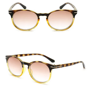 Women Tinted Reading Glasses Men Gradient Grey Lens Anti UV400 Glass Spectacles Retro Round Glasses Frame +1.0+1.5+2.0+2.5+3.0