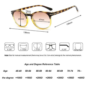 Women Tinted Reading Glasses Men Gradient Grey Lens Anti UV400 Glass Spectacles Retro Round Glasses Frame +1.0+1.5+2.0+2.5+3.0