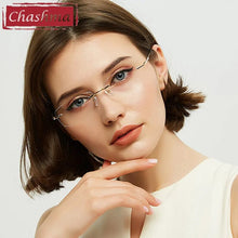 Load image into Gallery viewer, Women Titanium Frame RX Prescription Lenses Men Rimless Optical Light Weight очки для близорукости Anti Blue Ray Glasses