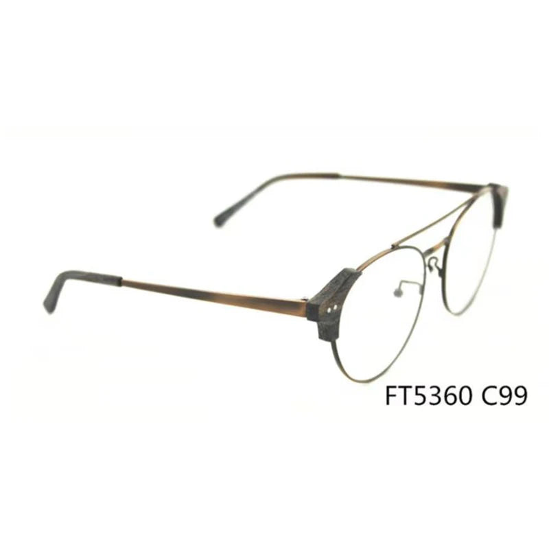 Wood Optical Glasses Frame Men Ultralight Round Myopia Prescription Eyeglasses  Male Metal Full Screwless Eyewear Clear Lens