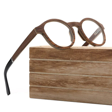 Wood Round Prescription Frames Zebra Wooden Glasses Handmade Sunglasses with Case Custom Lens Myopia Reading