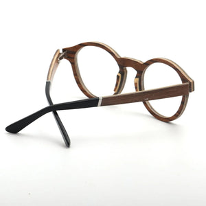 Wood Round Prescription Frames Zebra Wooden Glasses Handmade Sunglasses with Case Custom Lens Myopia Reading