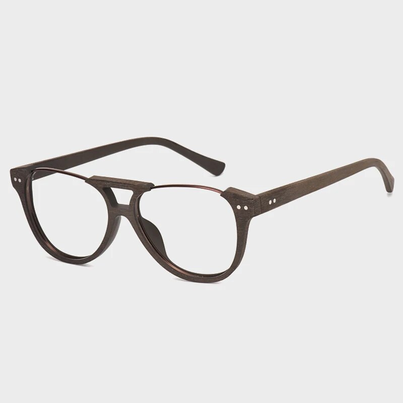 Wooden Pilot Glasses Frame Men Women Vintage Half Rim Eye Glasses Frame Optical Prescription Eyeglasses Frames Eyewear Oculos
