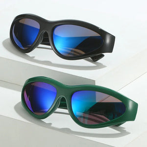 Wrap Around Sunglasses For Women Trendy Y2k Sport Sunglasses Trendy Shades Green Unisex Goggle Eyeglasses UV400