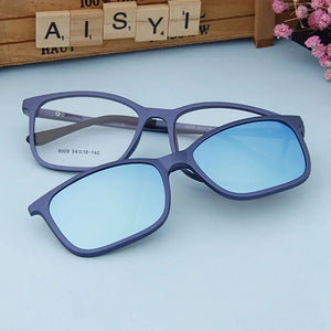 XINZE  Sunglasses with Magnetic Clip on Glasses for men and women magnet set mirror Optical Myopia Prescription Glasses