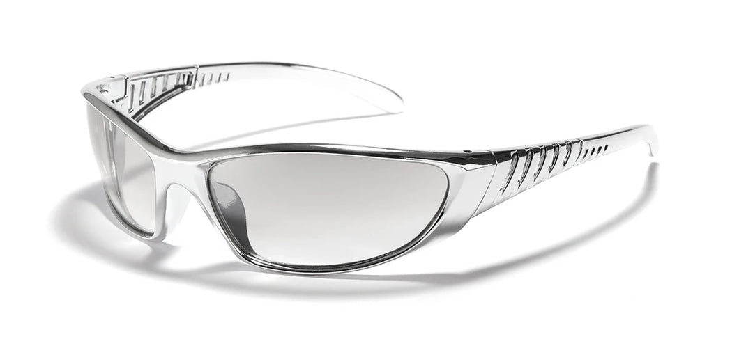 Y2K Silver Punk Sunglasses Men Women 2000S Hollow Sports Punk Cool Girl Sunglasses Trendy Goggle Eyewear