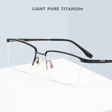 Load image into Gallery viewer, YIMARUILI   Ultra Light Business 100% Pure Titanium Half Frame Glasses Optical Prescription Eyeglasses Frame Men 2028