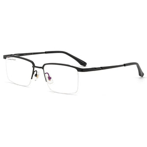 YIMARUILI   Ultra Light Business 100% Pure Titanium Half Frame Glasses Optical Prescription Eyeglasses Frame Men 2028
