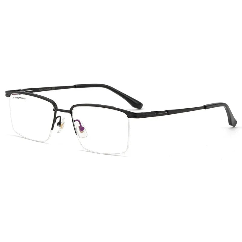 YIMARUILI   Ultra Light Business 100% Pure Titanium Half Frame Glasses Optical Prescription Eyeglasses Frame Men 2028