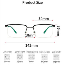 Load image into Gallery viewer, YIMARUILI   Ultra Light Business 100% Pure Titanium Half Frame Glasses Optical Prescription Eyeglasses Frame Men 2028