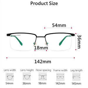 YIMARUILI   Ultra Light Business 100% Pure Titanium Half Frame Glasses Optical Prescription Eyeglasses Frame Men 2028