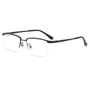 YIMARUILI   Ultra Light Business 100% Pure Titanium Half Frame Glasses Optical Prescription Eyeglasses Frame Men 2028