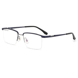 YIMARUILI   Ultra Light Business 100% Pure Titanium Half Frame Glasses Optical Prescription Eyeglasses Frame Men 2028