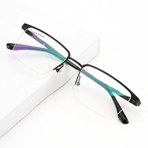 YIMARUILI   Ultra Light Business 100% Pure Titanium Half Frame Glasses Optical Prescription Eyeglasses Frame Men 2028