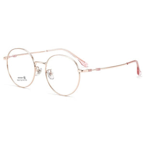 YIMARUILI  Ultra Light Memory Retro Titanium Alloy Eyeglasses Optical Prescription Round Glasses Frame Men And Women 86007YF