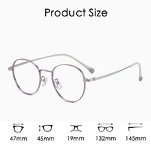 Load image into Gallery viewer, YIMARUILI  Ultra-Light Pure Titanium Retro Small Round Eyewear Men Myopia Optical Prescription Eyeglasses Frame Women T8805