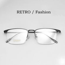 Load image into Gallery viewer, YIMARUILI Fashion Business Luxury Big Face Eyewear Pure Titanium Retro Optical Prescription Half-Frame Eyeglasses Men 9913SF