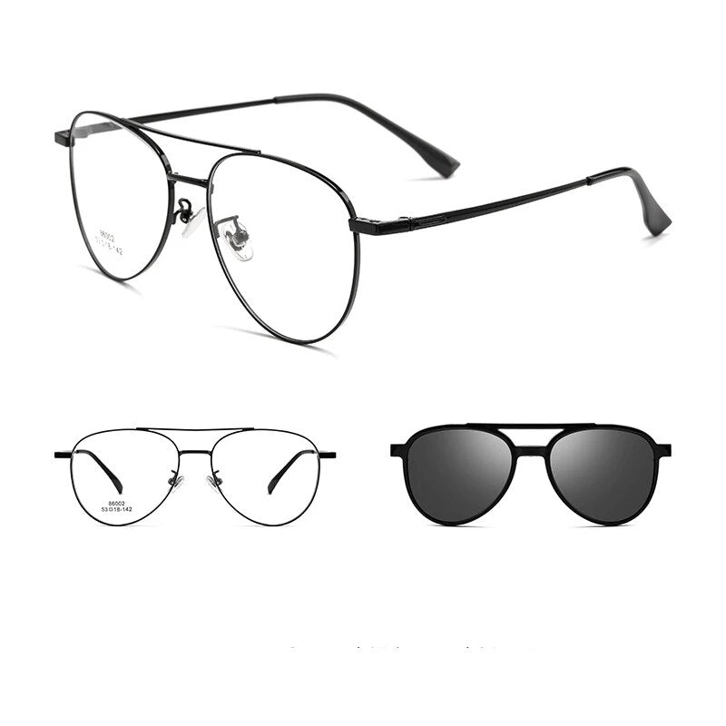 YIMARUILI Double-beam Magnetic Polarized Clip Eyewear Retro Optical Prescription Glasses Frame For Men and Women 86002