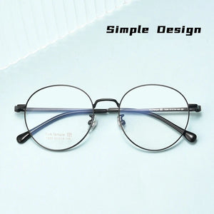 YIMARUILI Fashion Ultra-light Pure Titanium Eyewear Men Retro Round Flexible Optical Prescription Eyeglasses Frame Women T855T