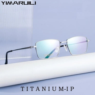 YIMARUILI   Business Fashion Titanium Alloy Eyewear Retro Square Small Face Optical Prescription Eyeglasses Frame Men 98662A