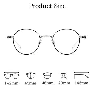 YIMARUILI    Pure Titanium Eyewear Retro Round Optical Prescription Eyeglasses Frame For Men and Women 924