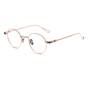 YIMARUILI    Pure Titanium Eyewear Retro Round Optical Prescription Eyeglasses Frame For Men and Women 924