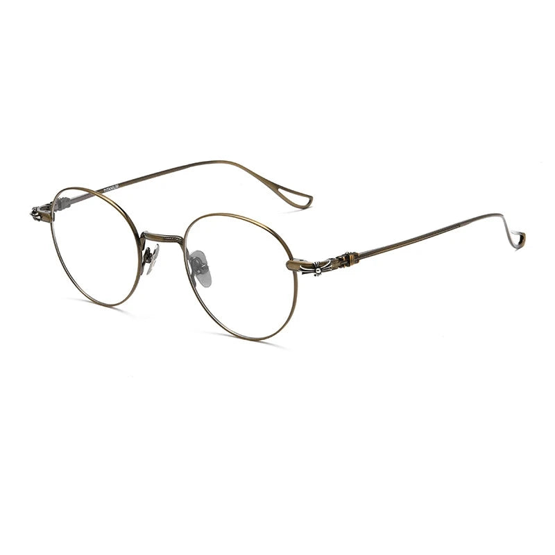 YIMARUILI    Pure Titanium Eyewear Retro Round Optical Prescription Eyeglasses Frame For Men and Women 924