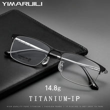 Load image into Gallery viewer, YIMARUILI   Ultra-light Fashion Business Eyewear Retro Square Pure Titanium Optical Prescription Eyeglasses Frame Men 15327P