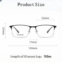 Load image into Gallery viewer, YIMARUILI   Ultra-light Fashion Business Eyewear Retro Square Pure Titanium Optical Prescription Eyeglasses Frame Men 15327P
