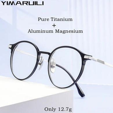 YIMARUILI   Ultra-light Fashion Glasses Retro Round Pure Titanium Optical Prescription Eyeglasses Frame Men And Women L5086M