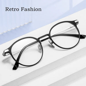 YIMARUILI   Ultra-light Fashion Glasses Retro Round Pure Titanium Optical Prescription Eyeglasses Frame Men And Women L5086M
