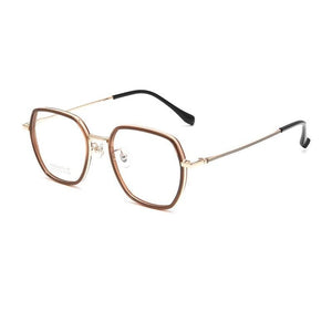 YIMARUILI   Ultra-light Fashion Polygonal Eyewear Men Retro Pure Titanium Decorative Optical Prescription Glasses Frame Women