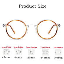 Load image into Gallery viewer, YIMARUILI Retro Plate Pure Titanium Round Eyeglasse Frame Ultra-light and Comfortable Optical Prescription Glasses Frame H33088