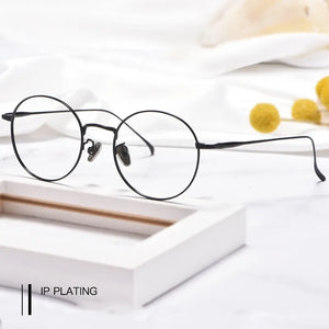 YIMARUILI Super Light Pure Titanium Eyeglasses Frame Men And Women Round Retro Optical Prescription Glasses Frame 3216