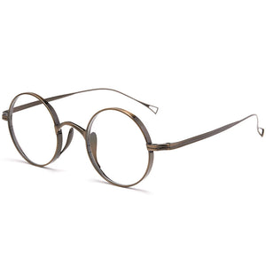 YIMARUILI Ultra-Light Pure Titanium Wide-Rim Retro Round Eyewear Frame Myopia Prescription Eyeglasses Frame Men And Women 10518