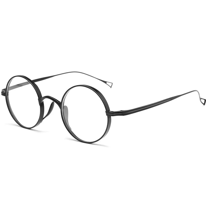 YIMARUILI Ultra-Light Pure Titanium Wide-Rim Retro Round Eyewear Frame Myopia Prescription Eyeglasses Frame Men And Women 10518
