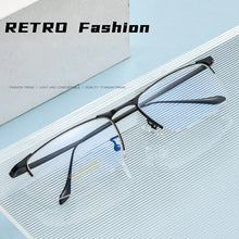 Load image into Gallery viewer, YIMARUILI Ultra-light Business Luxury Half-frame Eyewear Retro Square Pure Titanium Optical Prescription Glasses Frame Men 2089P